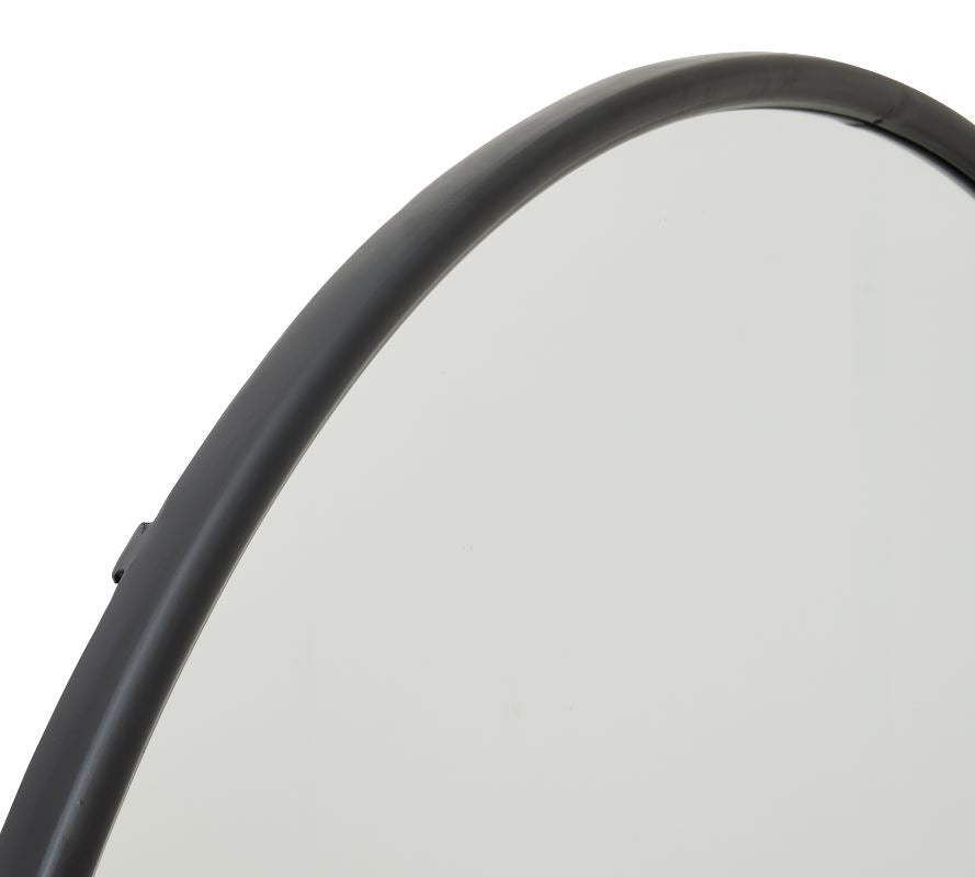 Black Large Circular Metal Wall Mirror