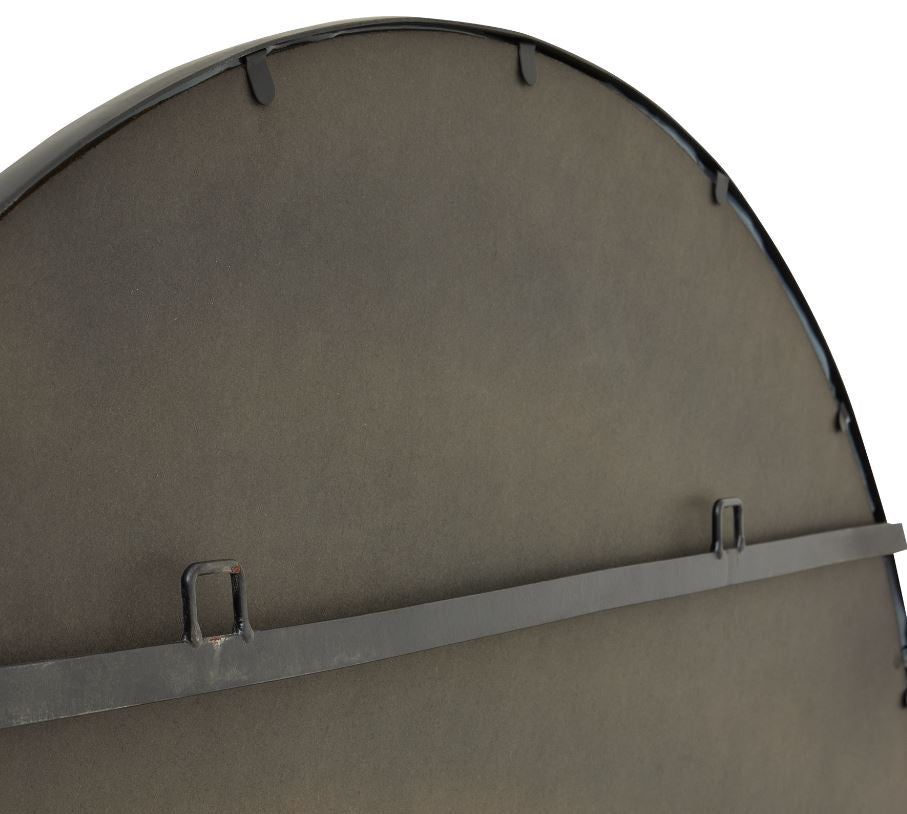 Black Large Circular Metal Wall Mirror