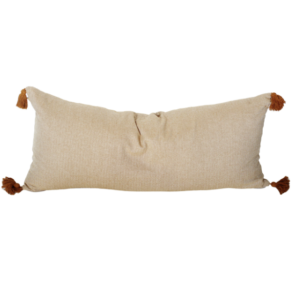 Cotton Herringbone Long Bed Cushion Golden Yellow 40 x 90cm