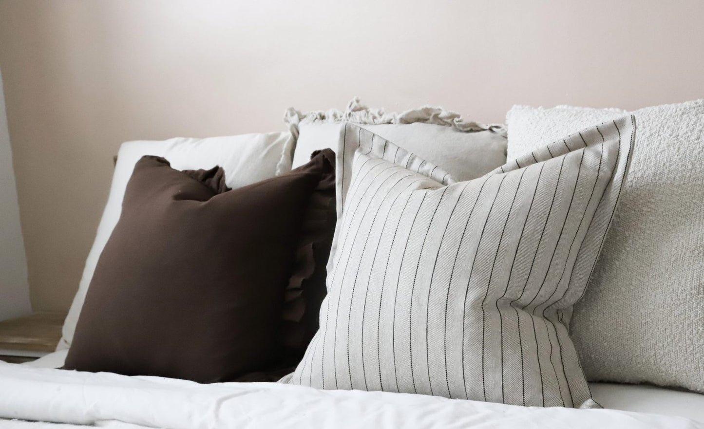 Luna Greige Stripe Cushion - 2 Sizes