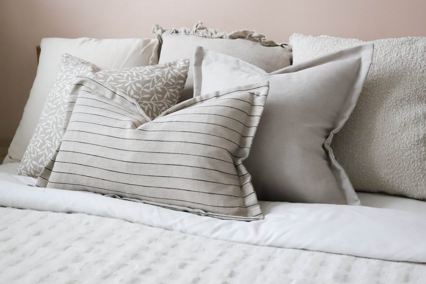 Luna Greige Stripe Cushion - 2 Sizes