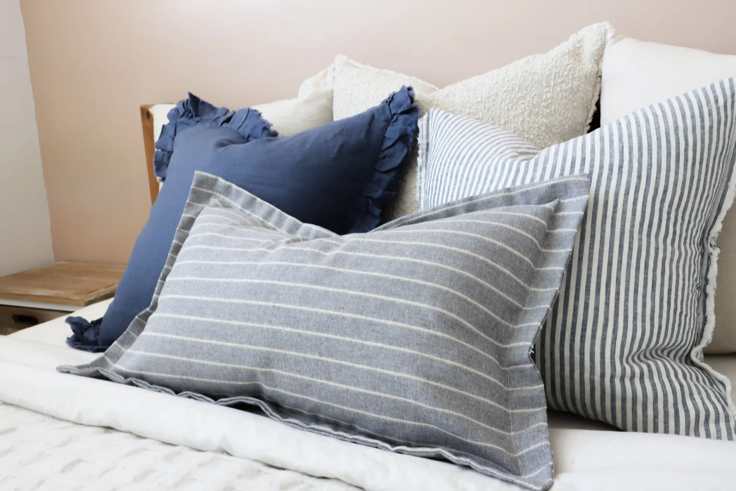 Lexie Grey Stripe Cushion 50 x 30
