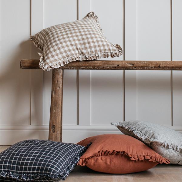 Oli Midnight Grid 100% Linen Cushion