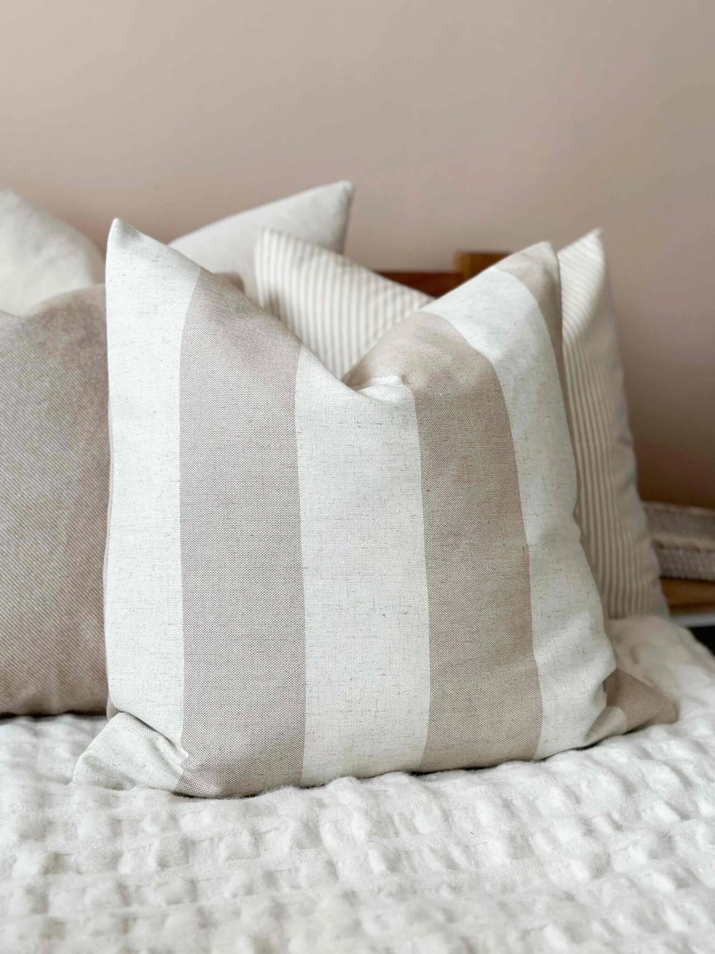Freya Beige Bold Stripe Cushion