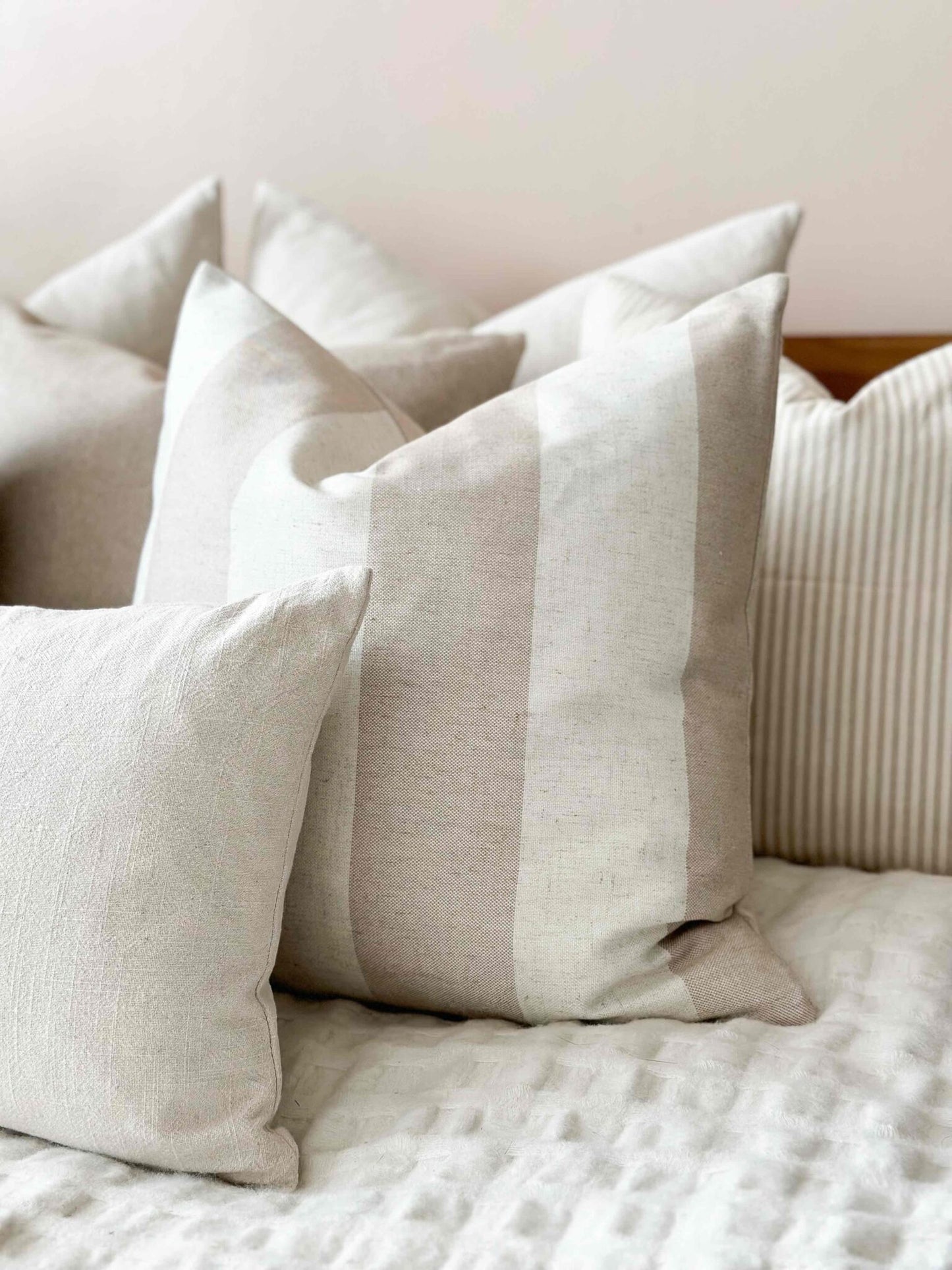 Freya Beige Bold Stripe Cushion
