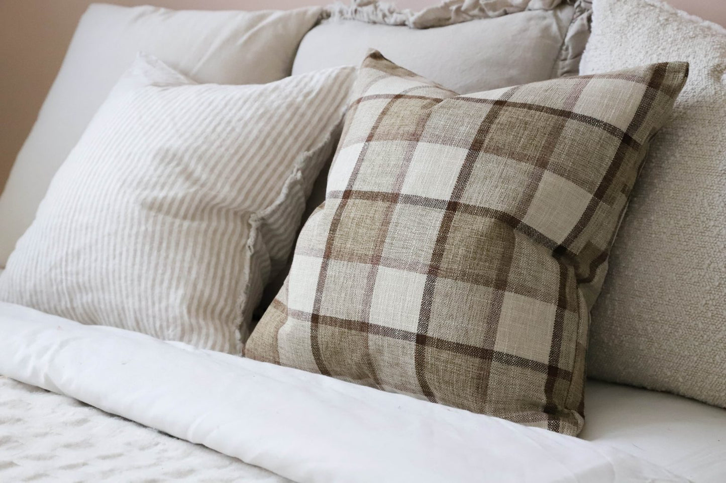Country Beige Check Cushion