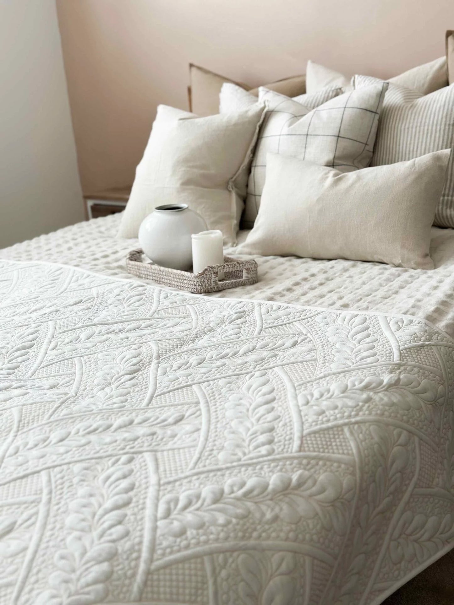 Cream Quilted Bedspread
