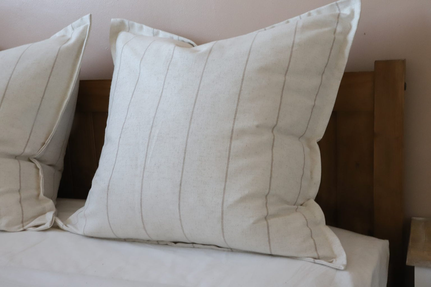 Freya Beige Stripe Cushion 65 x 65
