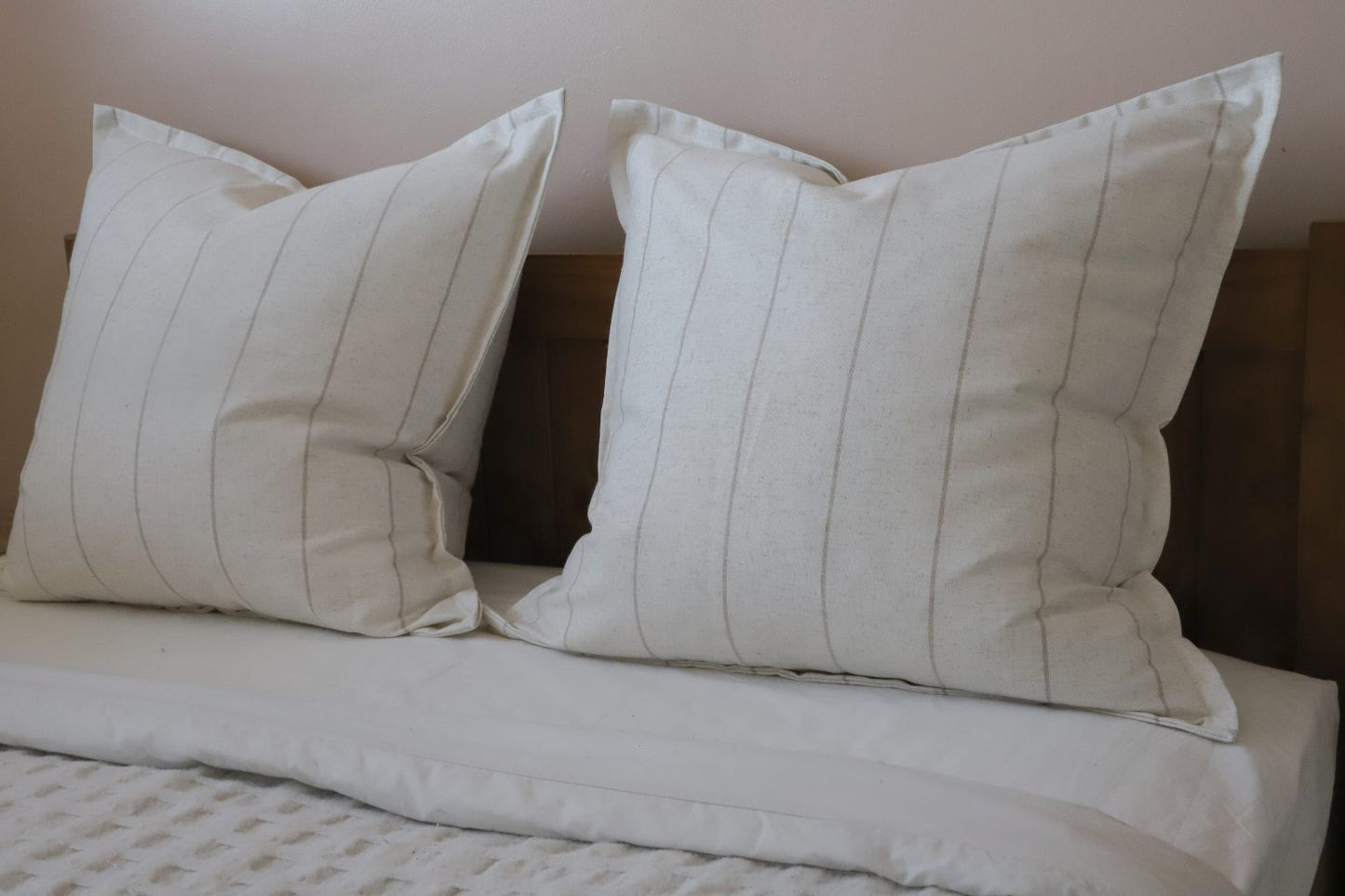 Freya Beige Stripe Cushion 65 x 65
