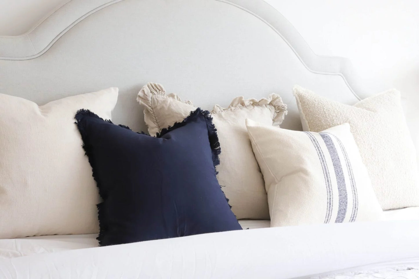Nora Fringed Navy Cushion Covers 45 x 45