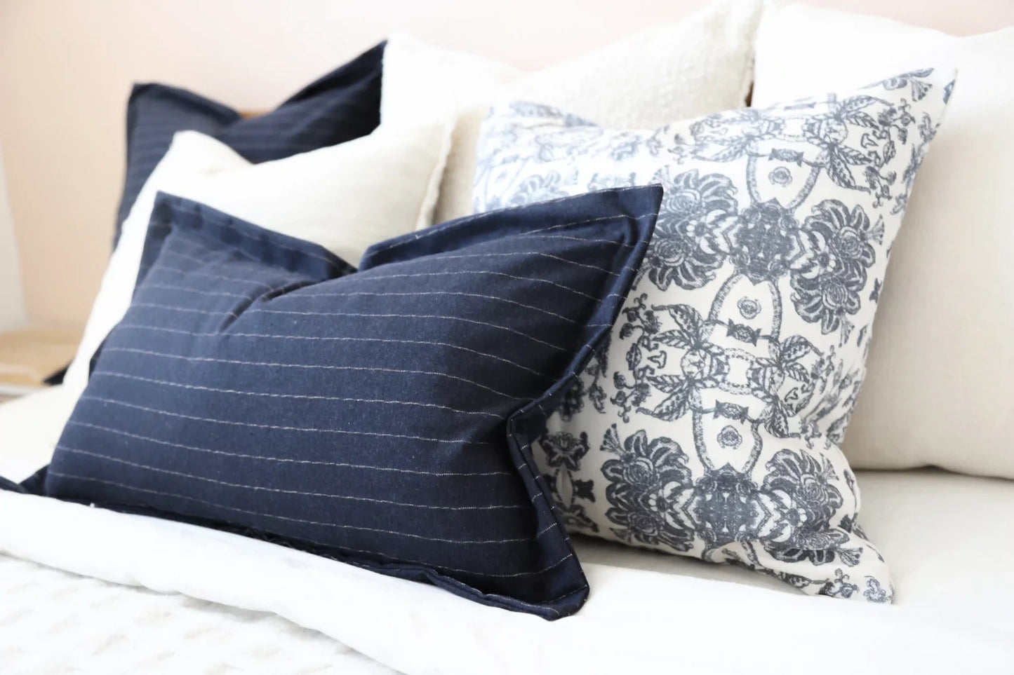 Lexie Navy Stripe Cushion 50 x 30