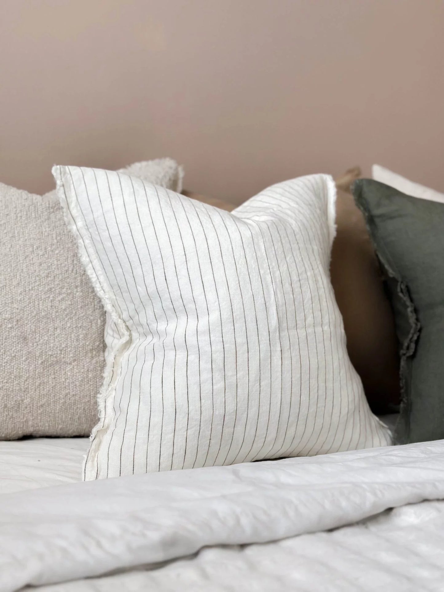 Esmee Olive Pinstripe Cushion