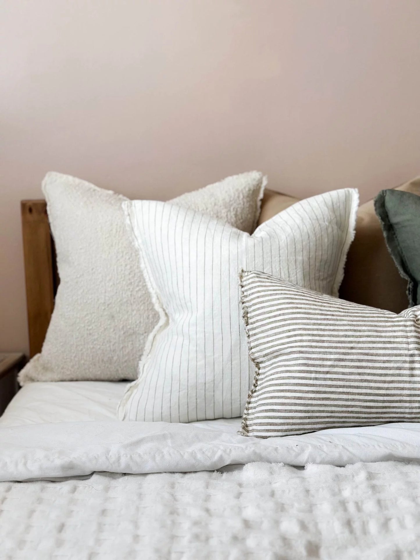 Esmee Olive Pinstripe Cushion