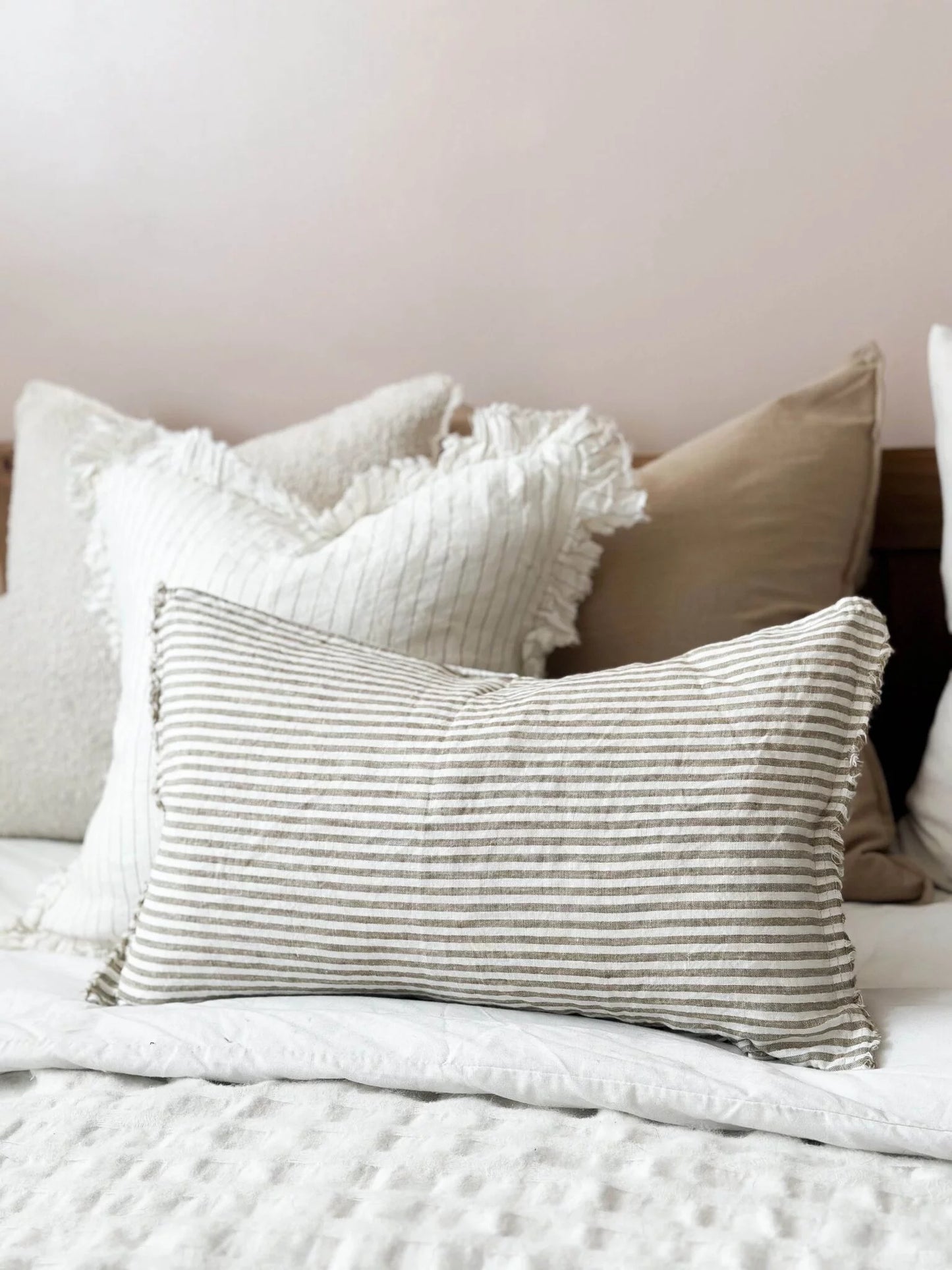 Esmee Olive Stripe Cushion 50 x 30