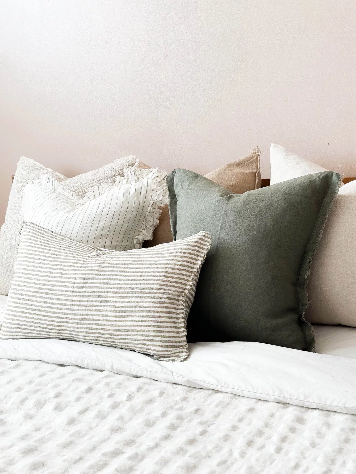 Esmee Olive Stripe Cushion 50 x 30