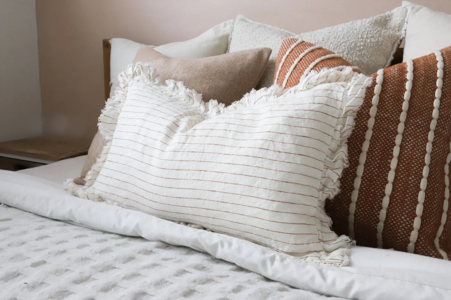 Hallie Rust Pinstripe Cushion 50 x 30