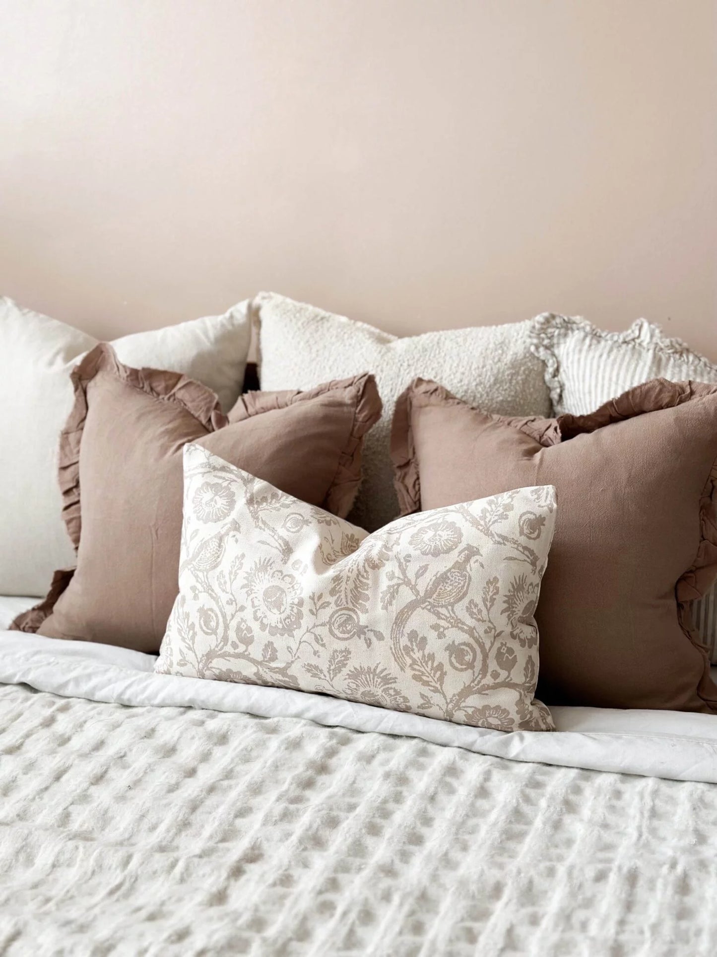 Grace Taupe Ruffle Cushion