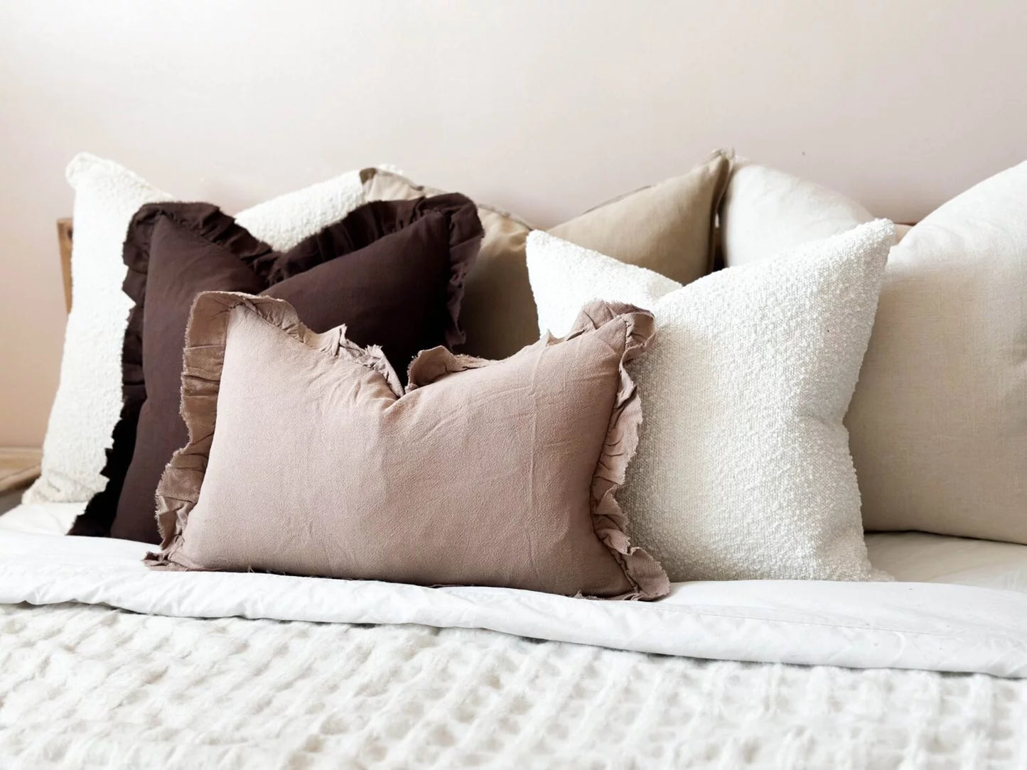 Grace Taupe Ruffle Cushion