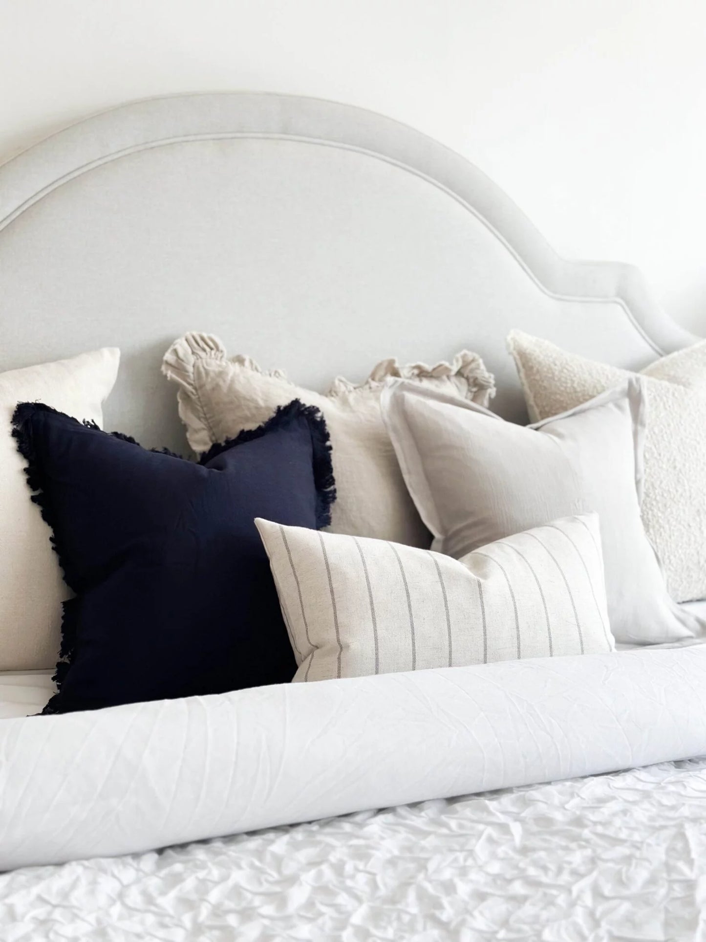 Freya Grey Vertical Stripe Cushion 50 x 30