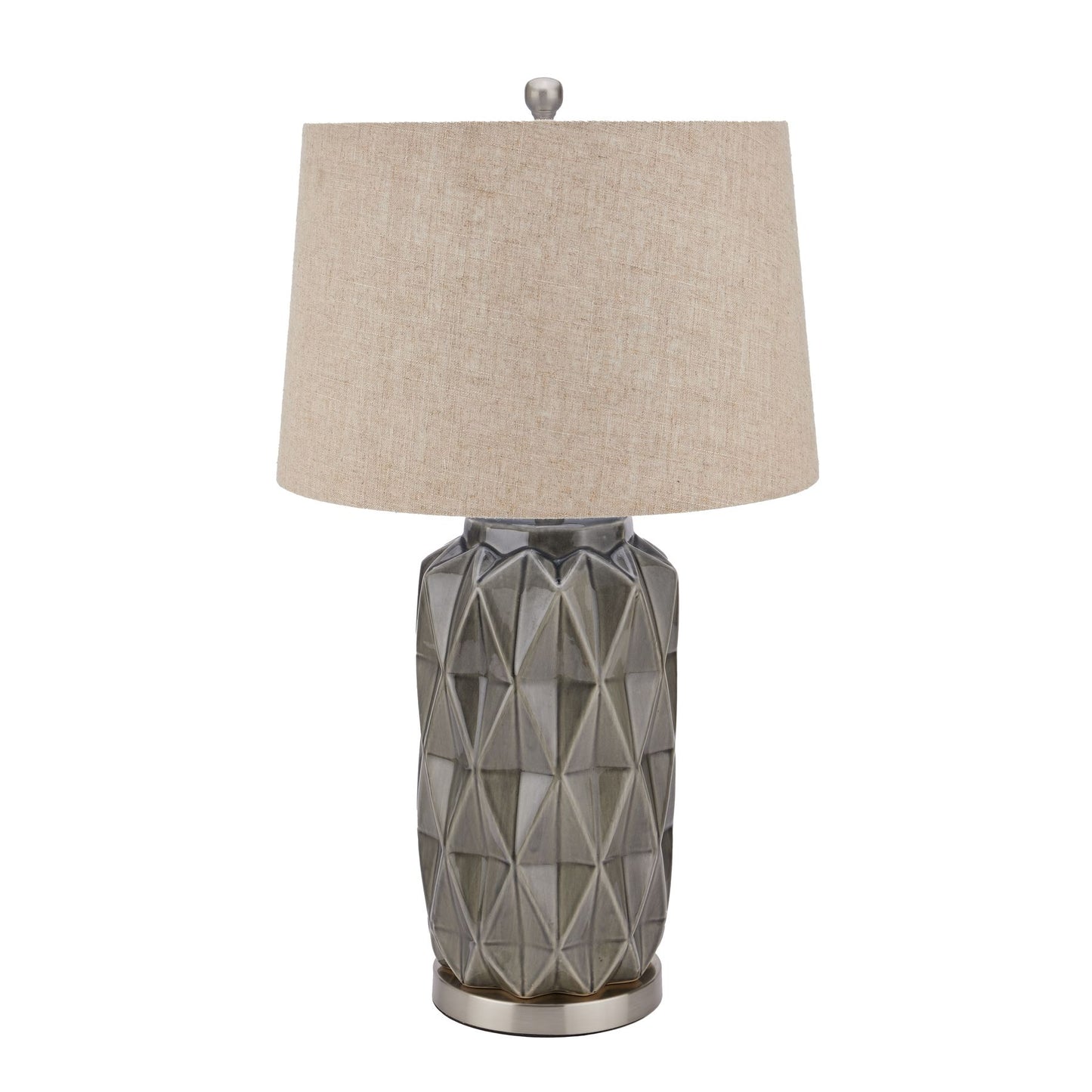 Acantho Grey Ceramic Lamp with Linen Shade