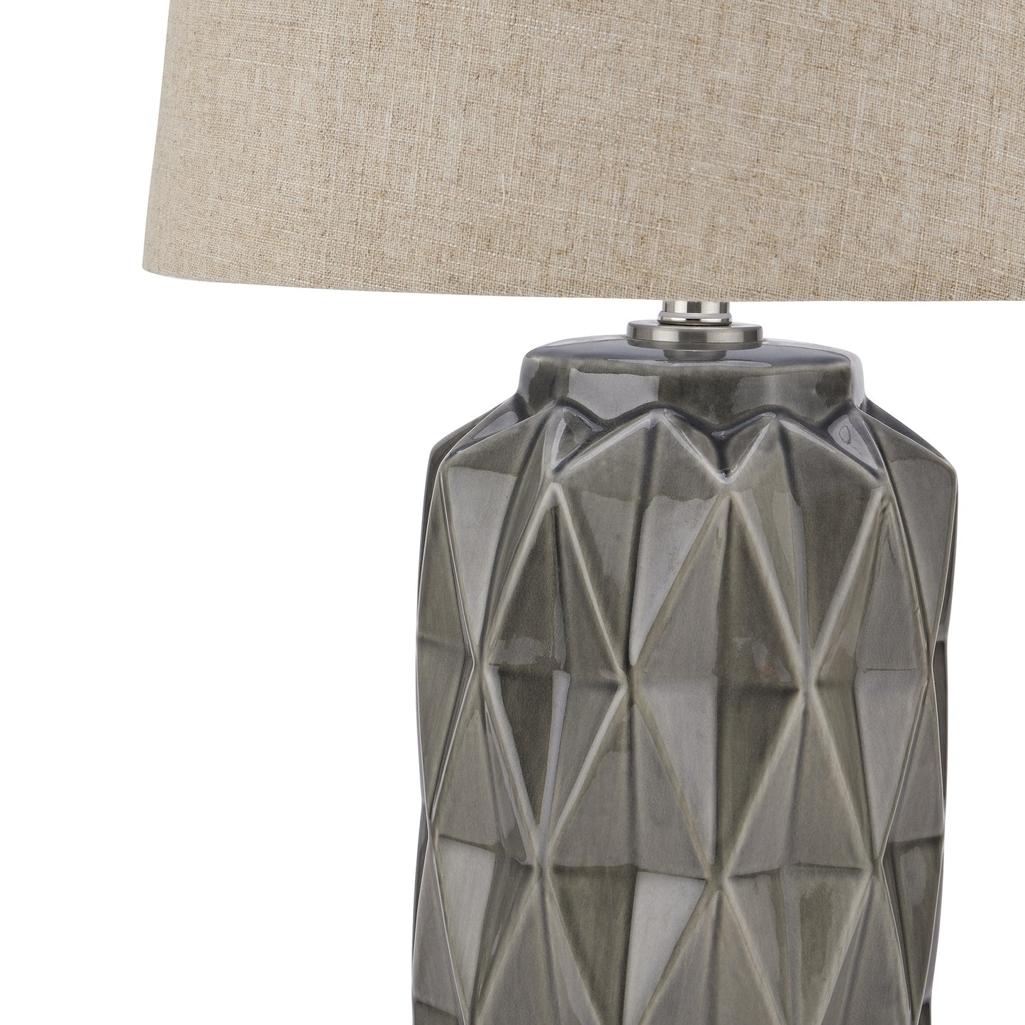 Acantho Grey Ceramic Lamp with Linen Shade