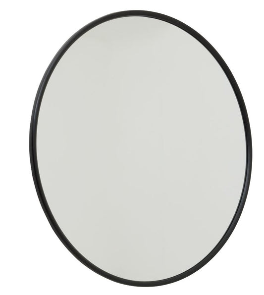 Black Large Circular Metal Wall Mirror