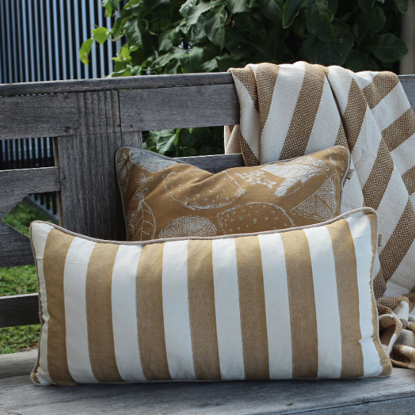 Bold Stripe Cushion Golden Yellow 60 x 30 cm