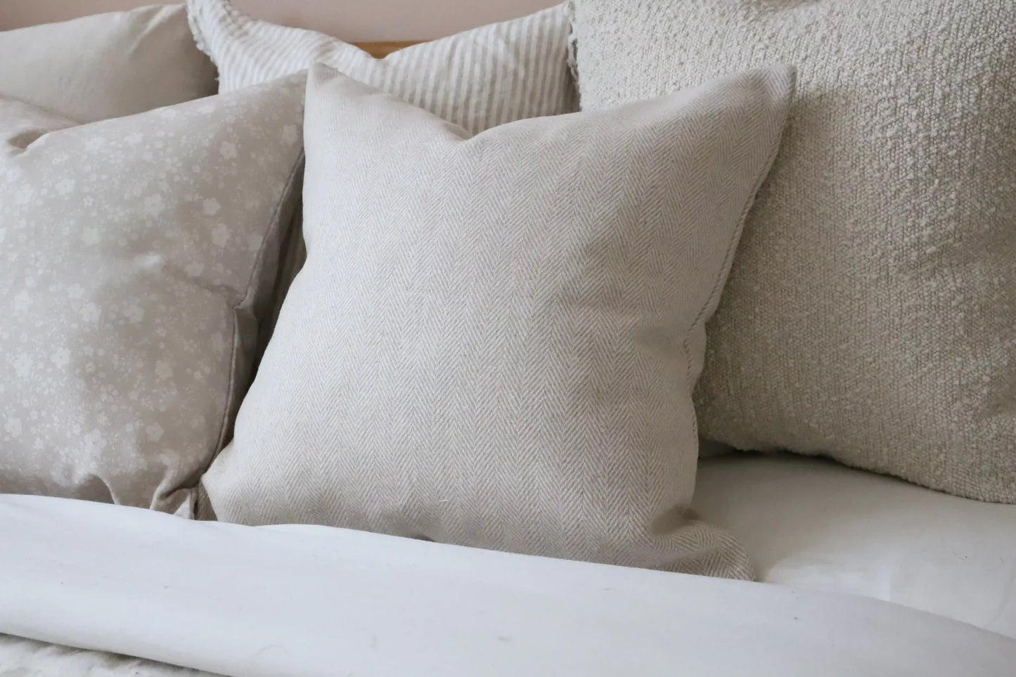 Tia Cream Herringbone Cushion