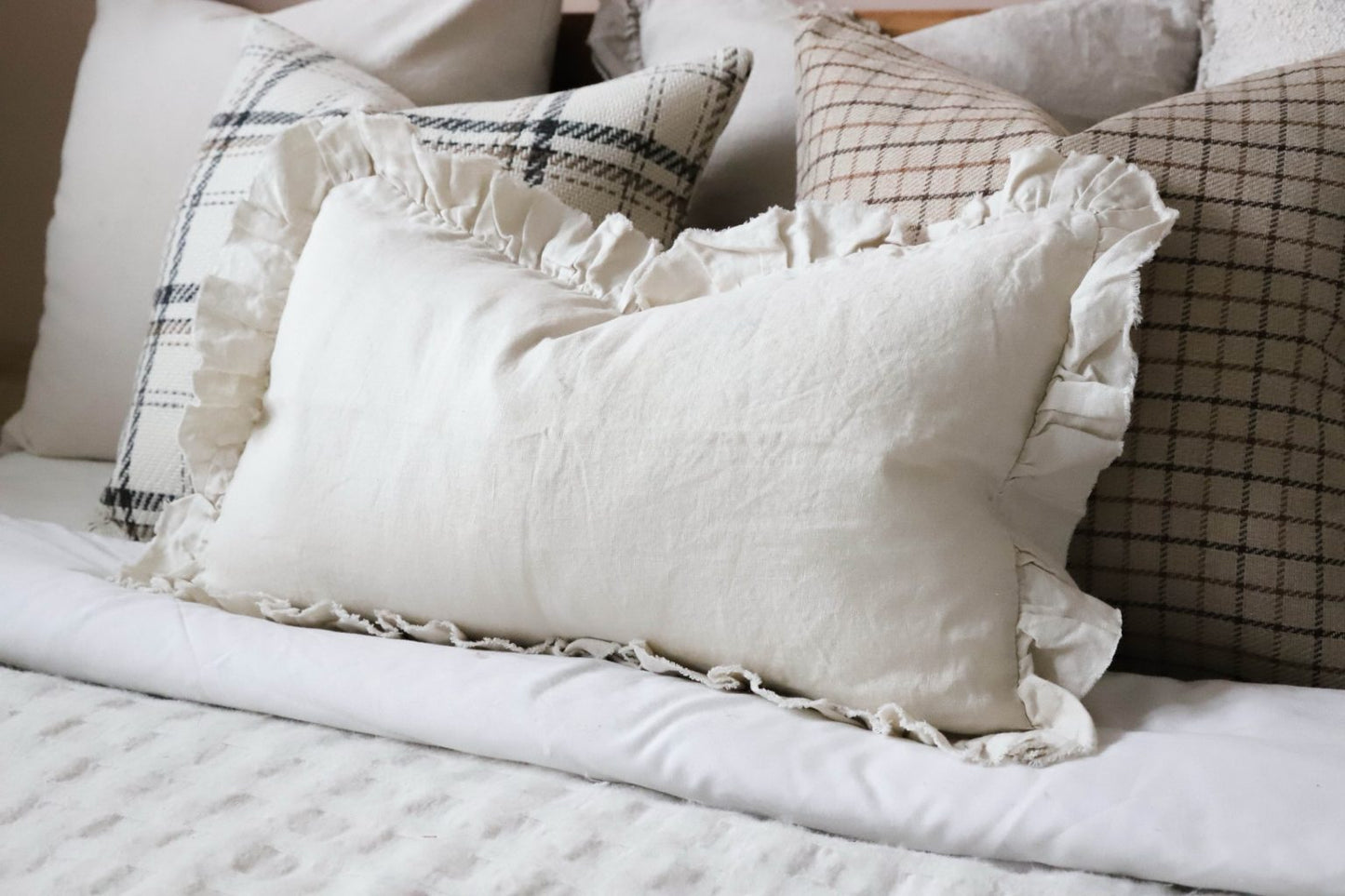 Hallie Cream Ruffle Cushion 50 x 30