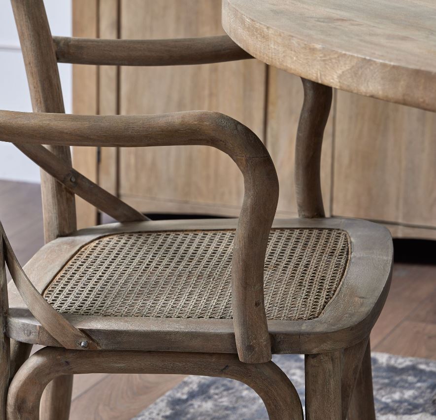 Copgrove Collection Cross Back Carver Chair With Rush Seat