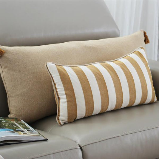 Cotton Herringbone Long Bed Cushion Golden Yellow 40 x 90cm