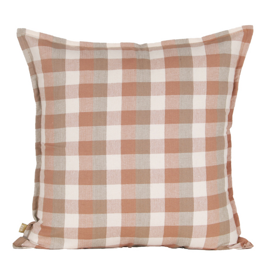 Double Check Cushion Salmon Pink 50x50cm