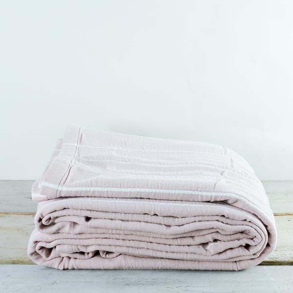 Ebino Wide Stripe Blush and White Throw 180x200cm