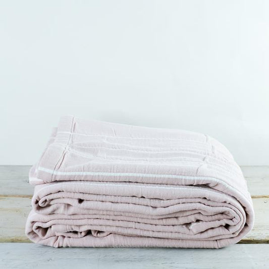 Ebino Wide Stripe Blush and White Throw 180x200cm