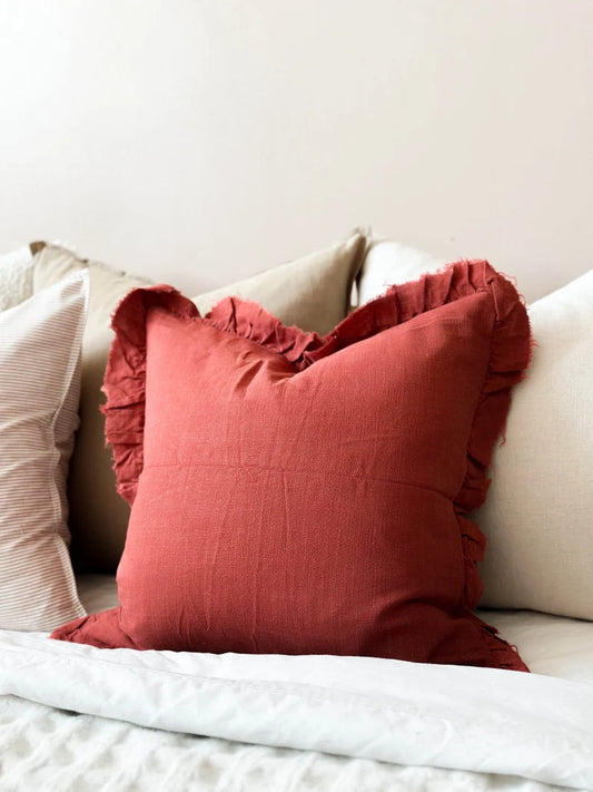 Grace Terracotta Ruffle Cushion - 2 Sizes