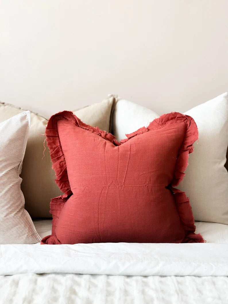 Grace Terracotta Ruffle Cushion - 2 Sizes