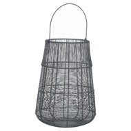 Large Wire Silver and Grey Glow Ray Conical Lantern