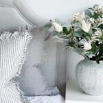 Hallie Grey Stripe Ruffle Cushion