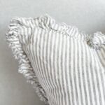 Hallie Grey Stripe Ruffle Cushion