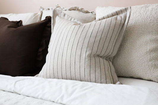 Luna Greige Stripe Cushion - 2 Sizes