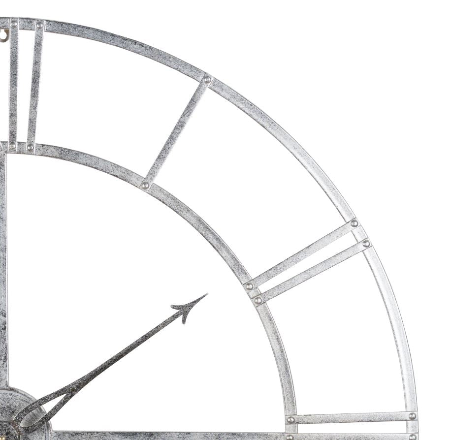 Large Silver Foil Skeleton Wall Clock