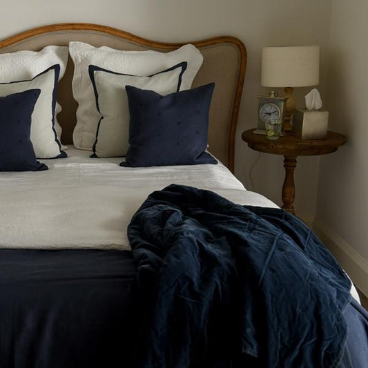 Mason Bee Velvet Throw Navy