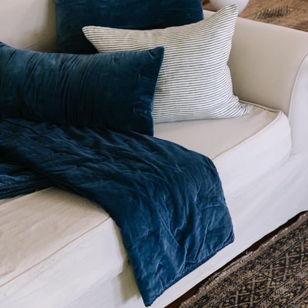 Mason Bee Velvet Throw Navy