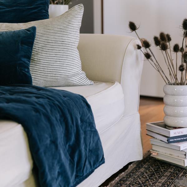 Mason Bee Velvet Throw Navy