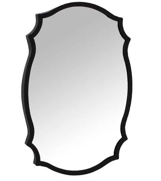 Matt Black Ornate Curved Mirror