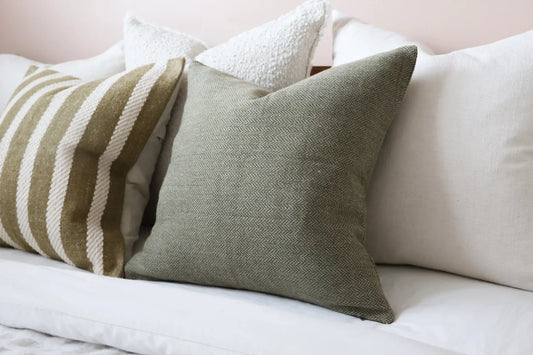 Tia Olive Herringbone Cushion