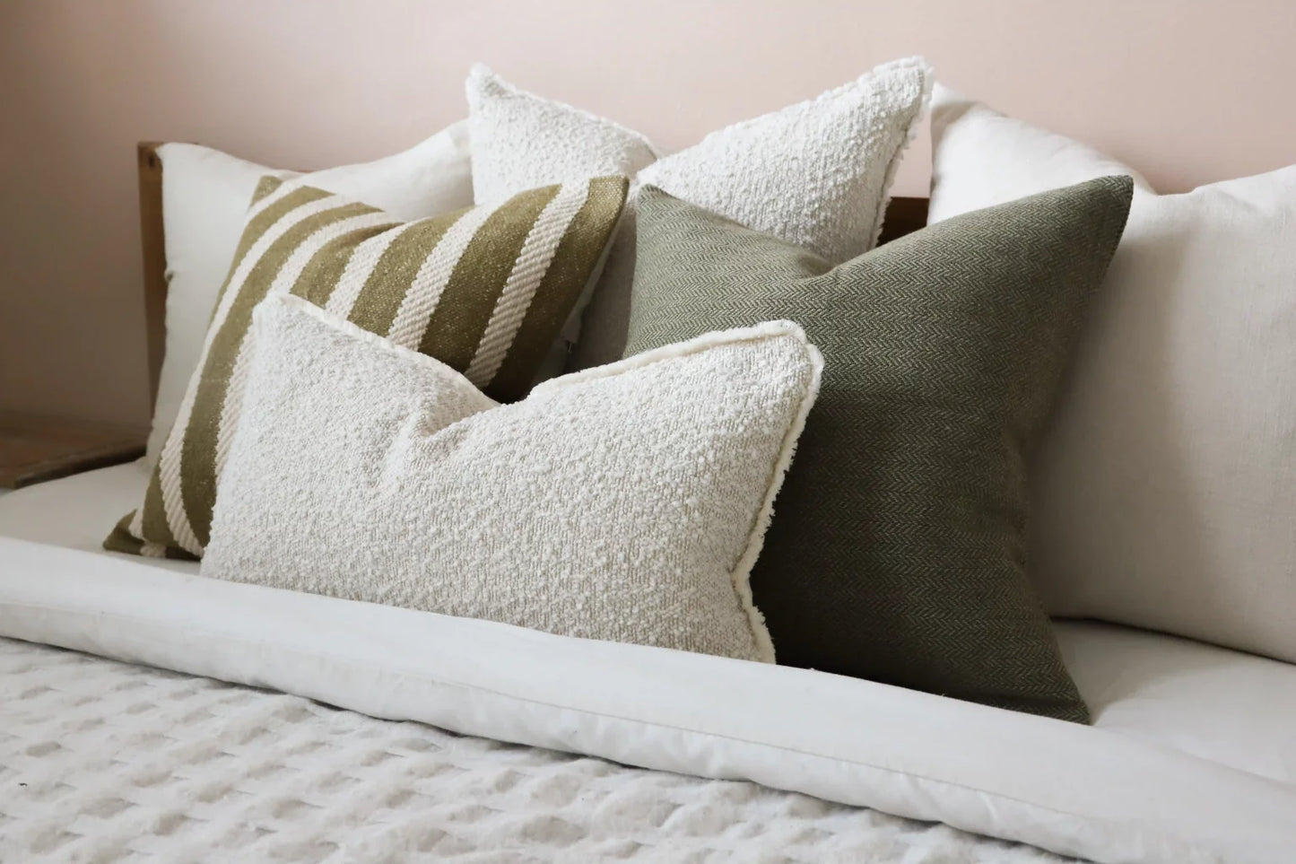 Tia Olive Herringbone Cushion