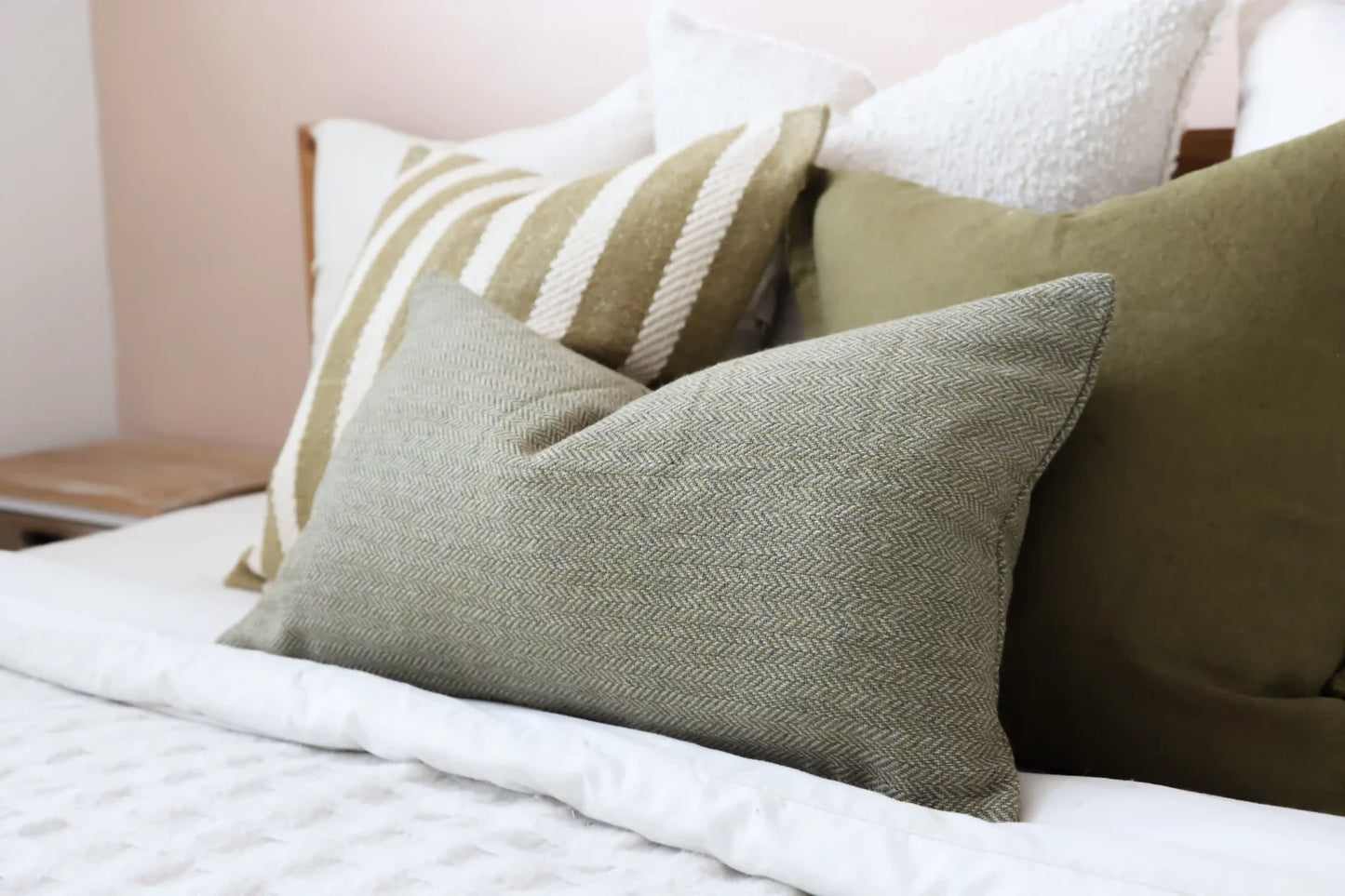 Tia Olive Herringbone Cushion