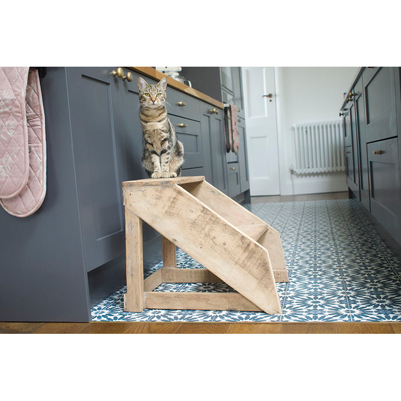 Recycled Teak Wood Step Stool Natural