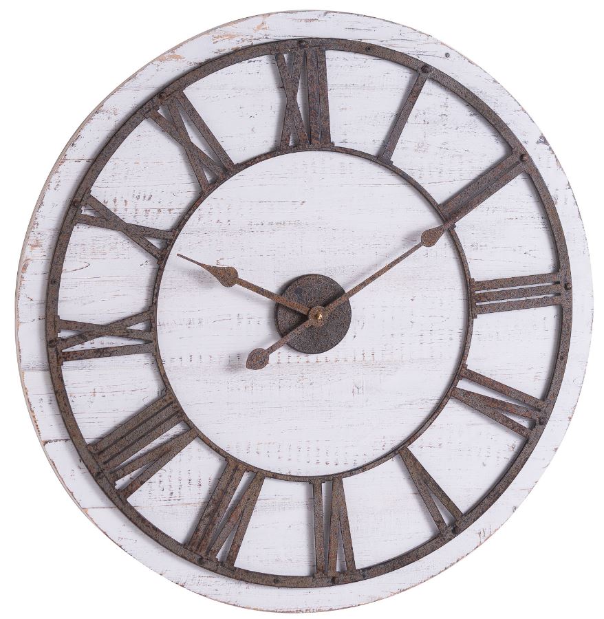 Rustic Wooden Clock With Aged Numerals And Hands